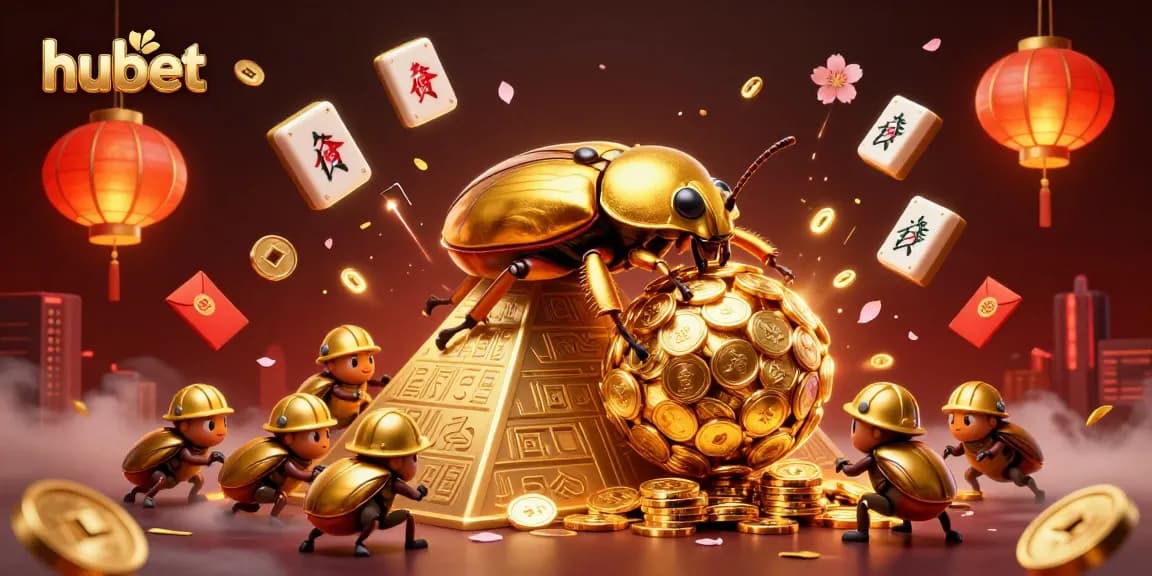 Experience hubet's dynamic online gaming environment with golden coins and festive elements.