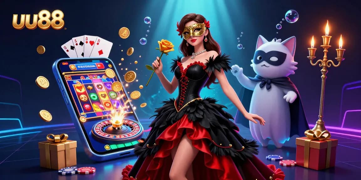Spin the reels at uu88 with a glamorous lady and golden gameplay elements in a vibrant 3D scene.