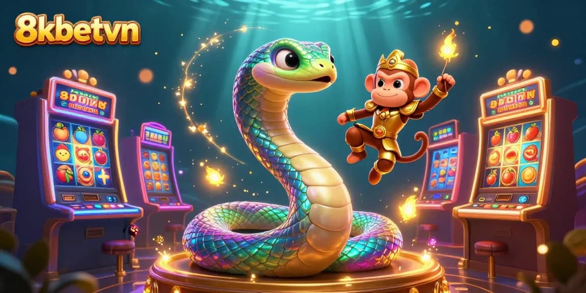 Experience the fun at 8kbetvn with vibrant 3D casino elements and engaging game characters.