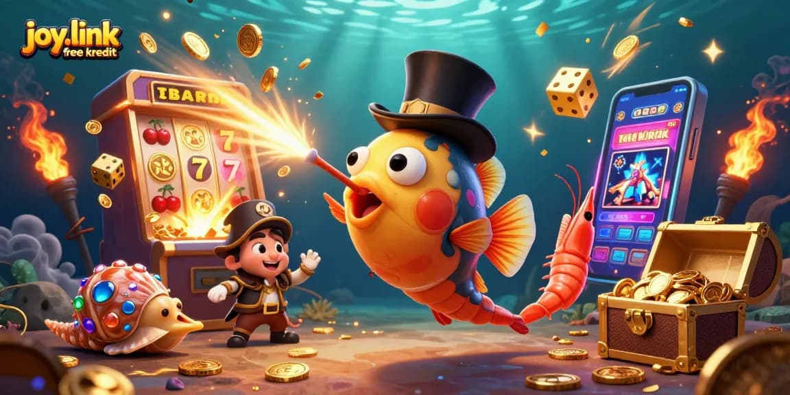 Engage with joy.link free kredit at an underwater casino adventure featuring vibrant characters and slots.