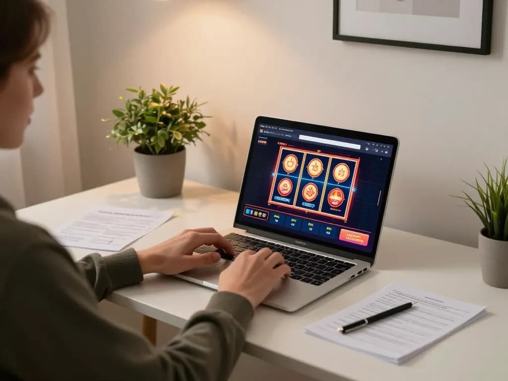 Engaging with xx88 online casino platform in a modern home office setup