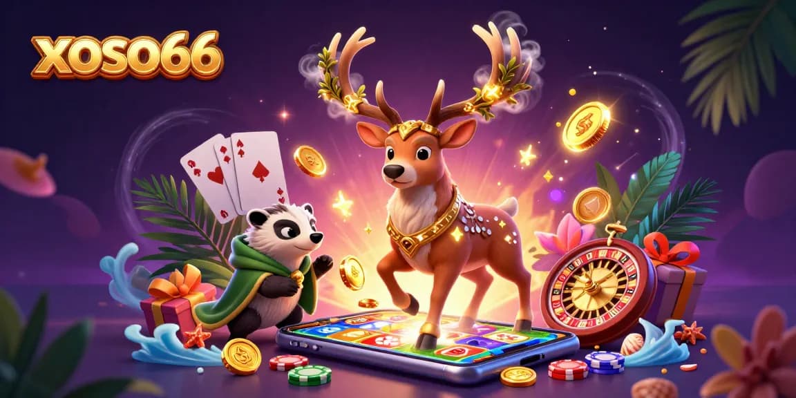 Celebrate wins at xoso66 with an engaging casino scene featuring druid and badger amidst dynamic gaming elements.
