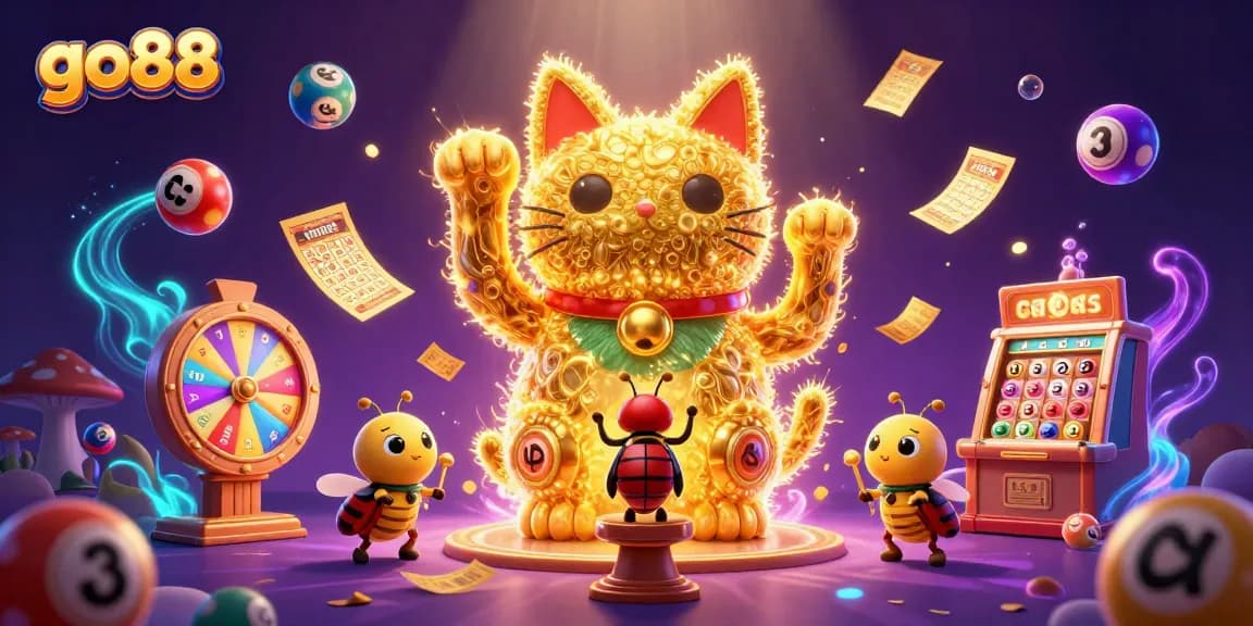 Engage with go88’s lively casino action featuring a vibrant lucky cat and dynamic gaming elements.