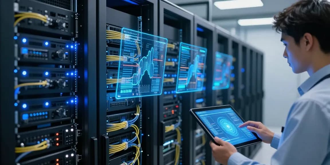 Thabet cloud computing solutions in a modern data center environment with advanced cybersecurity measures.