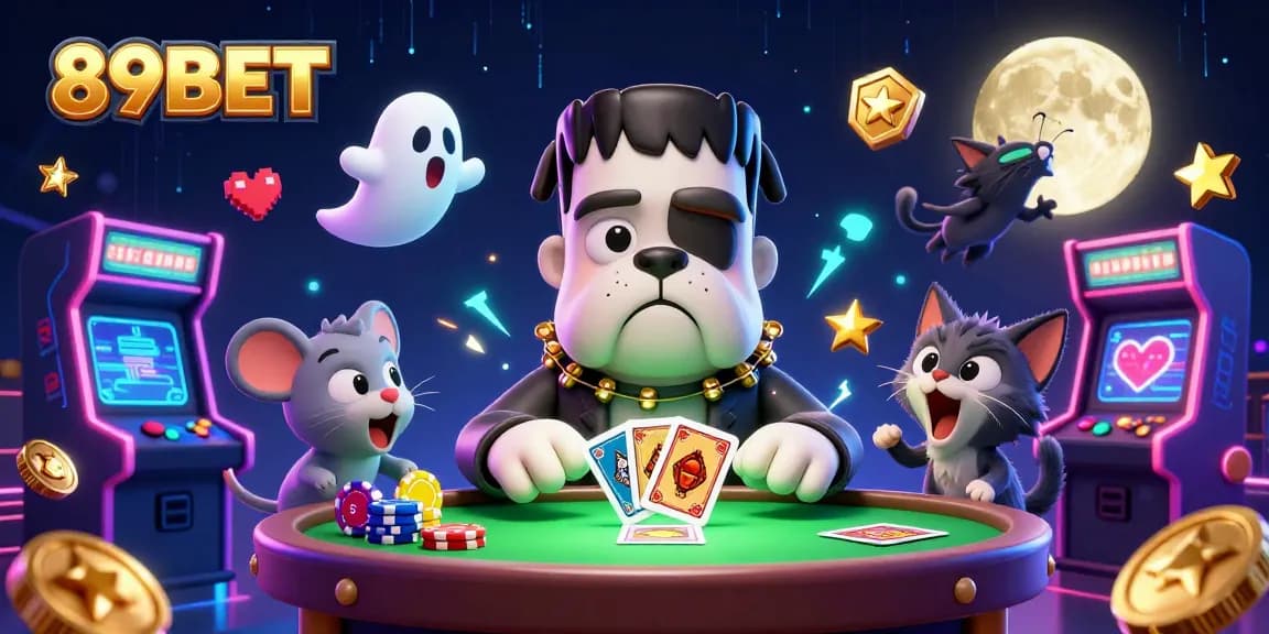 Engage in thrilling gameplay at 89BET with vibrant casino characters and a spooky game atmosphere.