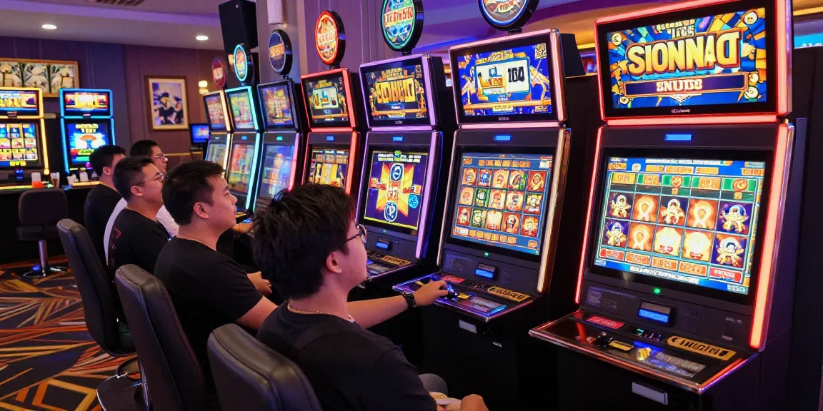 Exciting slot gacor gaming scene with players celebrating wins in vibrant casino setting.
