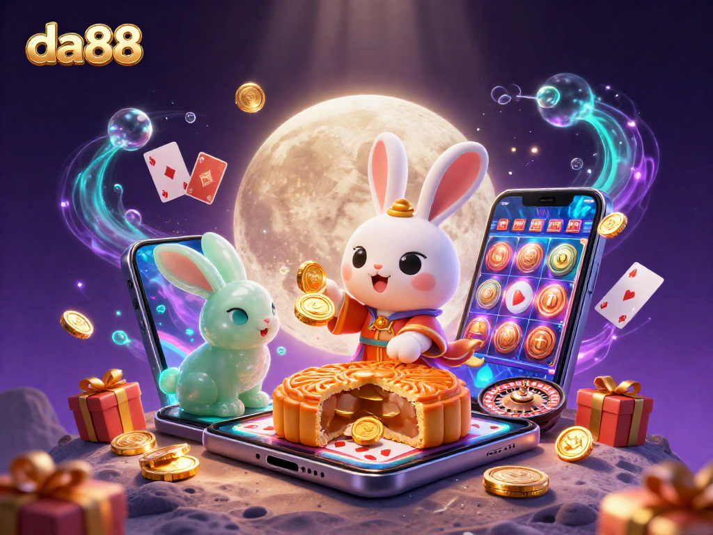 Engage with da88 through vibrant 3D casino scene featuring playful folklore characters and dynamic gaming elements.