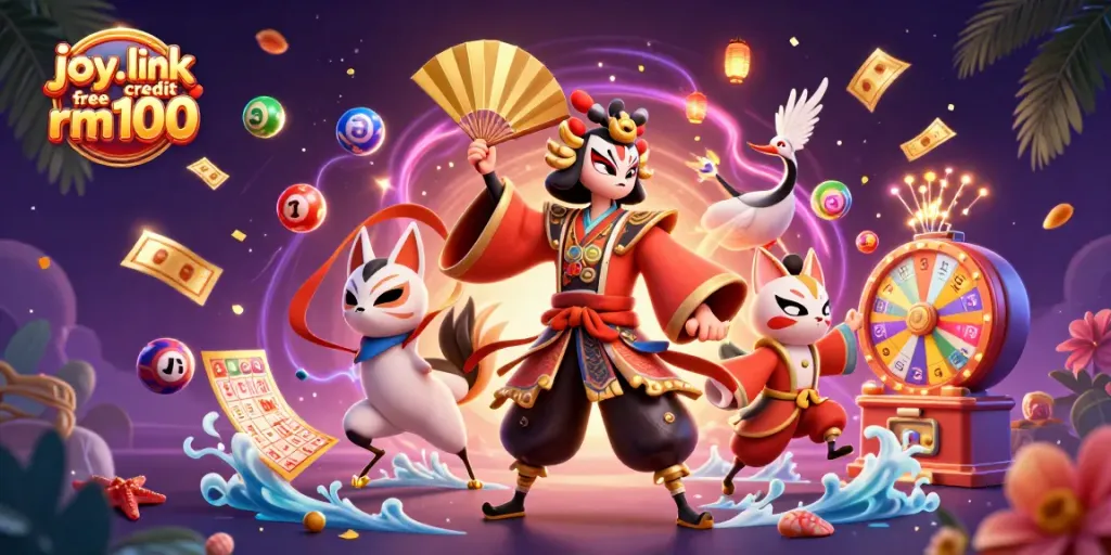 Experience joy.link free credit rm100 promotions with dynamic lottery elements and vibrant gaming visuals.