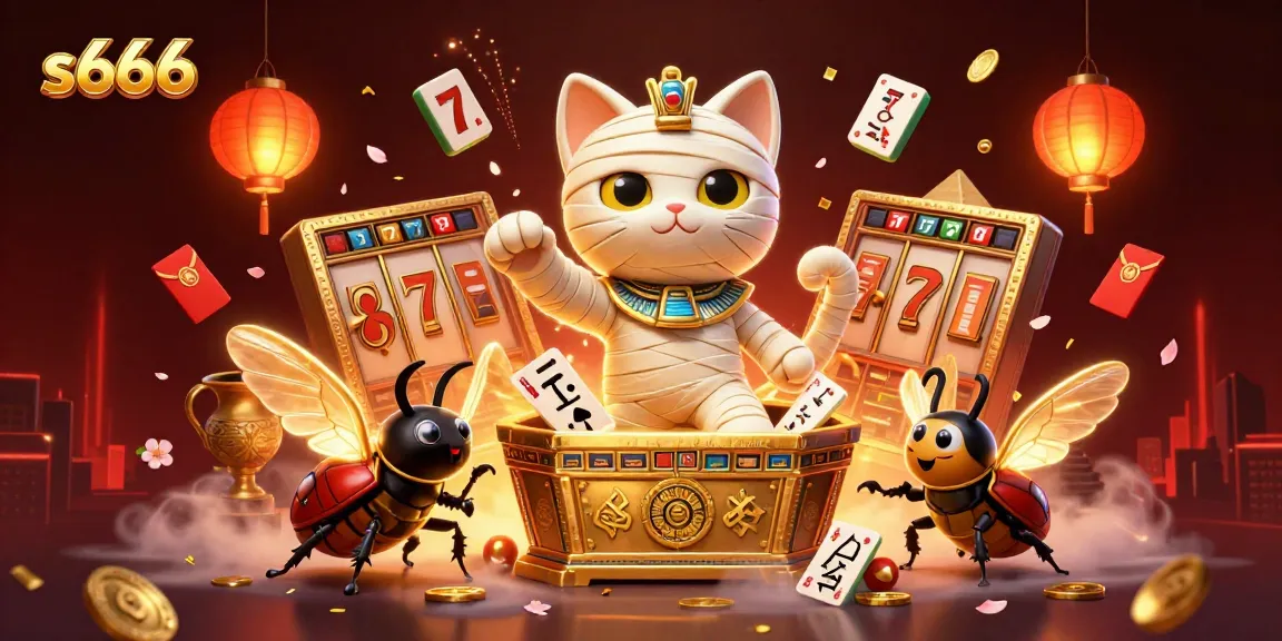Experience thrilling wins with s666 as the Egyptian mummy cat bursts from a slot jackpot