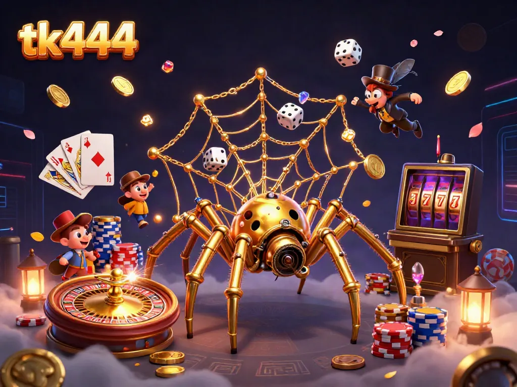 Experience thrilling gameplay with tk444 in a dynamic 3D casino scene featuring exciting character interactions.