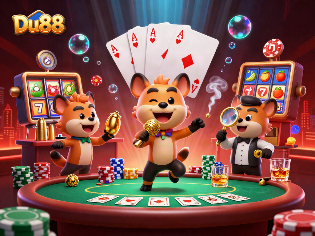 Experience thrilling casino action with Du88 featuring hyenas in a vibrant comedy club setting.