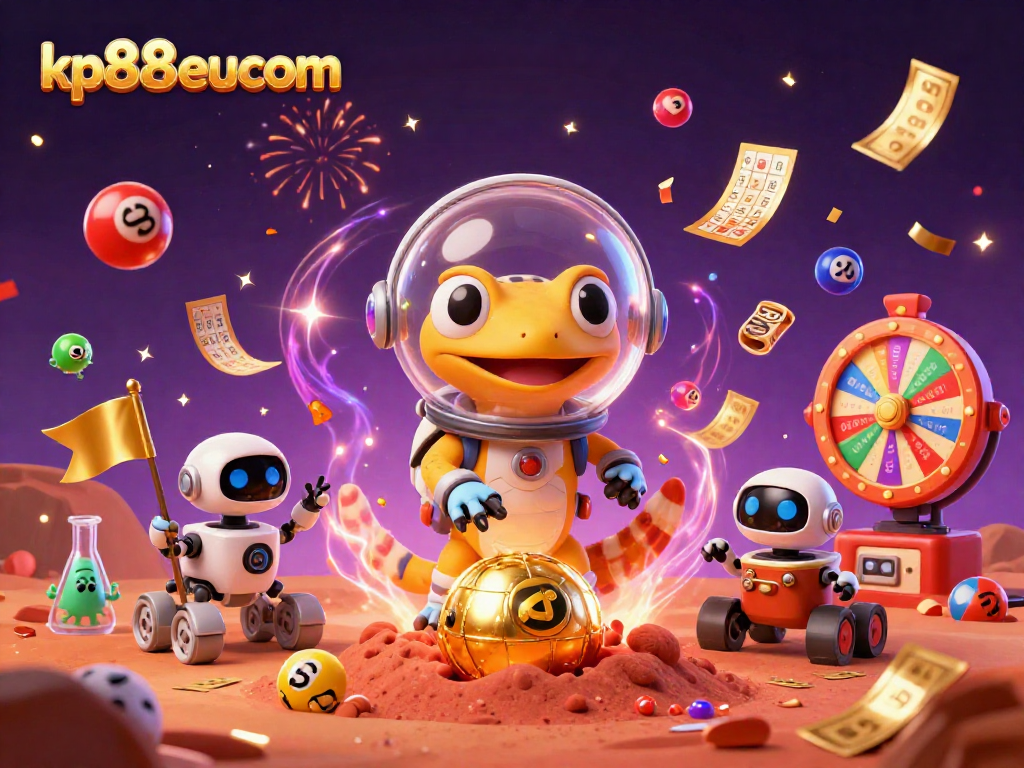 Join kp88eucom in an exciting 3D space-themed casino adventure with vibrant, dynamic lottery elements!