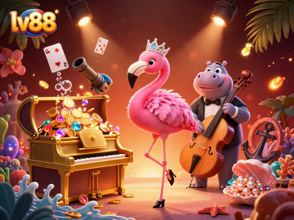Experience the excitement at lv88 casino with colorful game elements and vibrant characters in a dynamic scene.