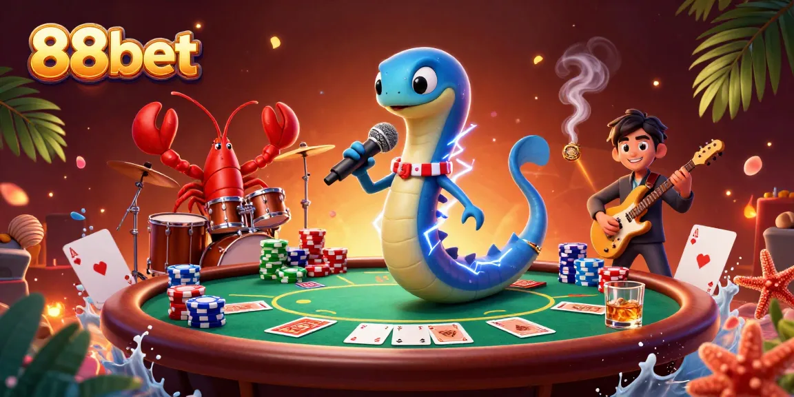 Experience the vibrant energy of 88bet in this underwater casino scene with unique characters and gambling elements.