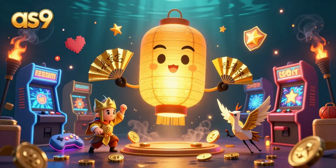 Play dynamic casino games with as9 featuring vibrant golden spirits and arcade elements.