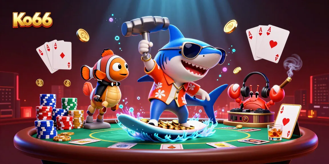 Bet big at Ko66, where the hammer-head shark surfs gold coins alongside a tuxedo clownfish.