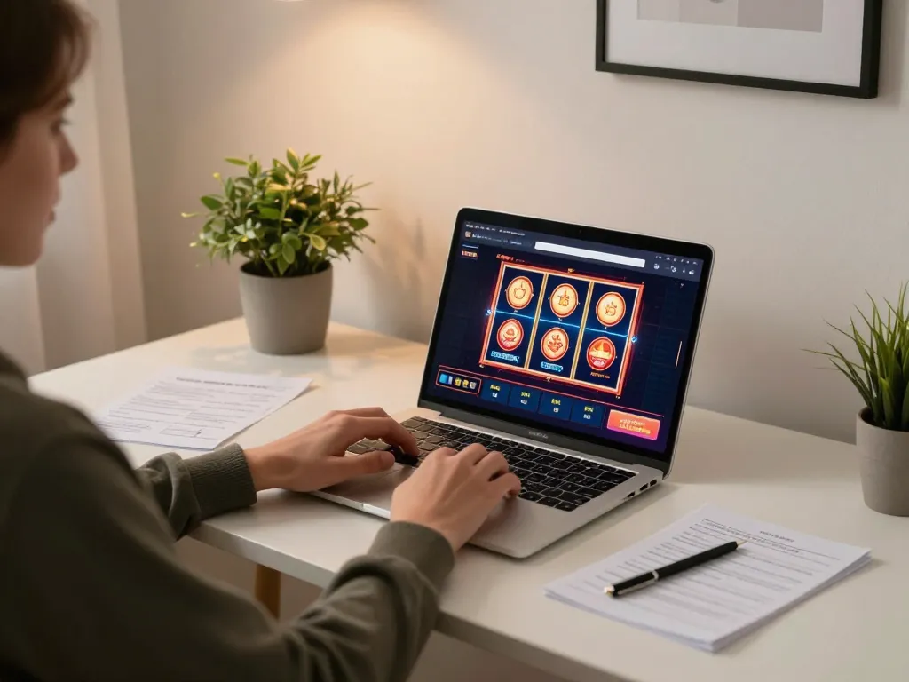 Engaging with xx88 online casino platform in a modern home office setup