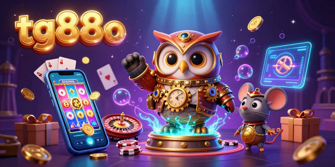 Spin the reels and win big at tg88o with colorful slot games featured in a vibrant 3D casino scene.