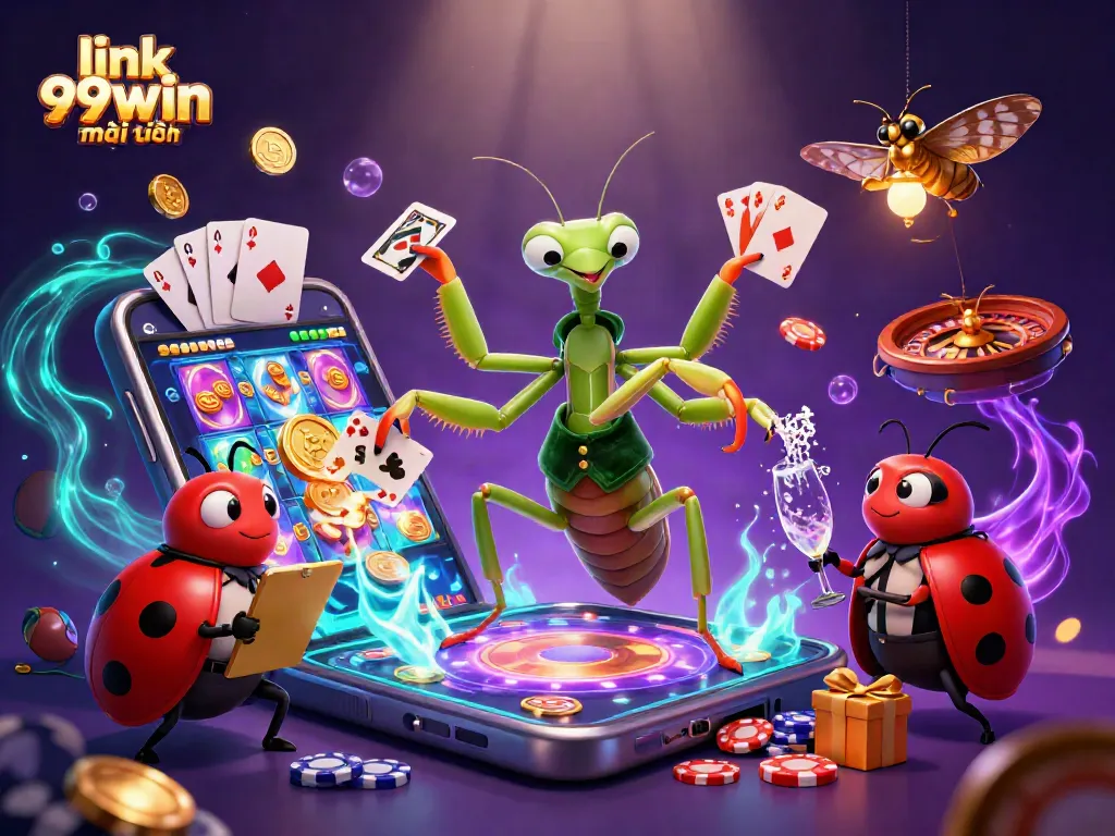 Experience the excitement of winning at link 99win mới nhất with vibrant casino elements and characters.