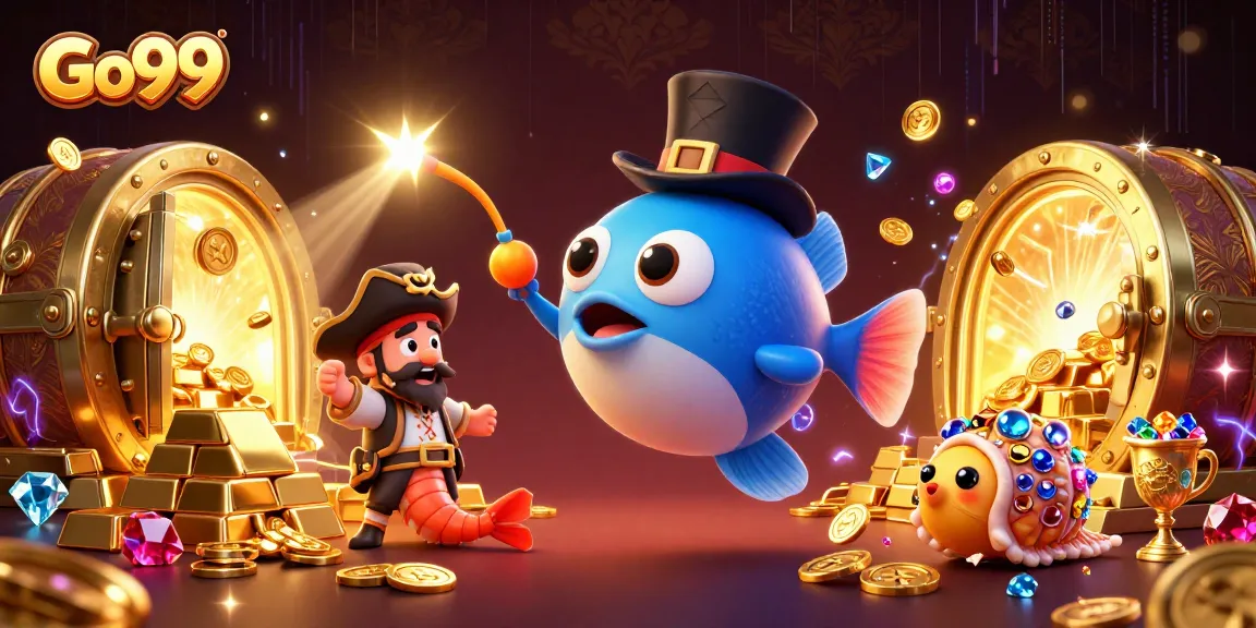 Win at Go99 by uncovering treasures in a thrilling casino adventure illustration!