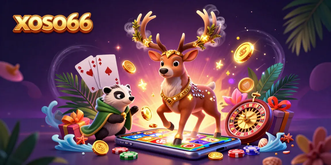Celebrate wins at xoso66 with an engaging casino scene featuring druid and badger amidst dynamic gaming elements.