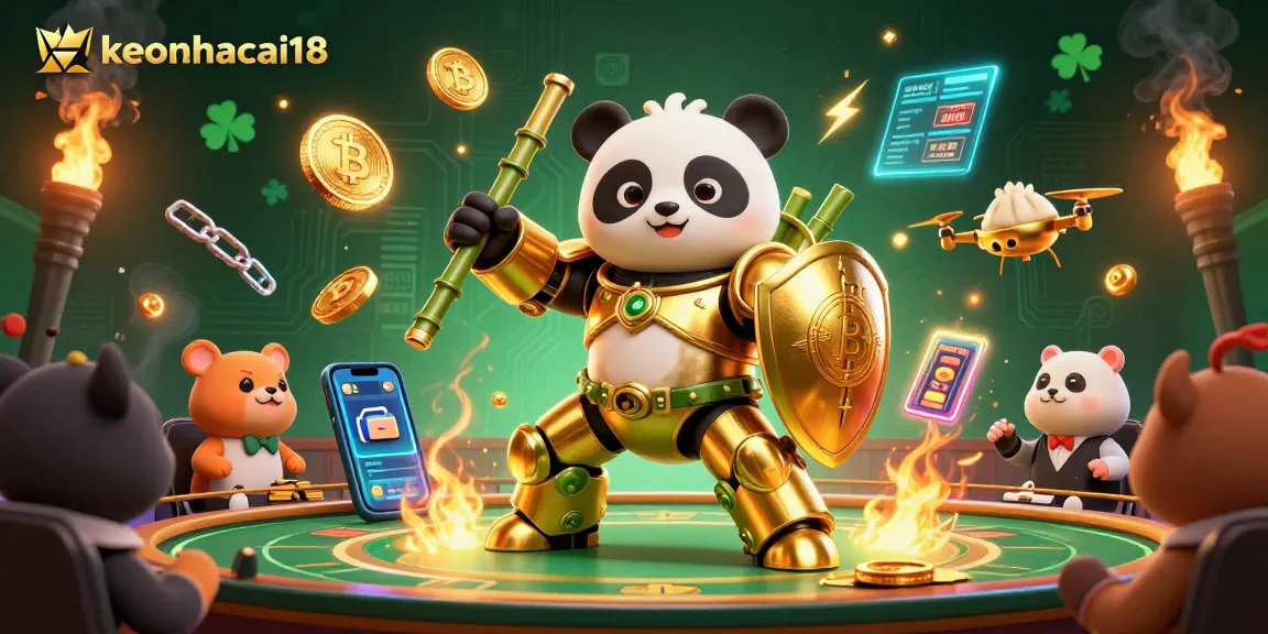 Engage in thrilling sports betting strategies at keonhacai18 with vibrant arena action and crypto elements.