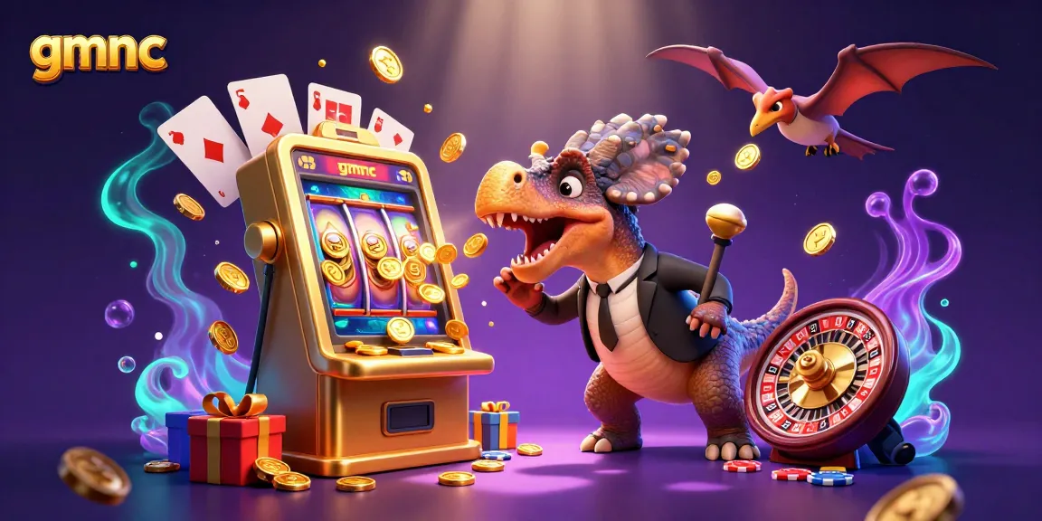 gmnc showcases a pachycephalosaurus headbutting a slot machine, capturing a jackpot.