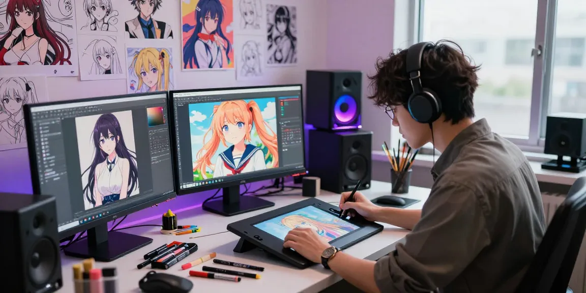 Creating stunning ai ecchi artwork in a vibrant anime art studio
