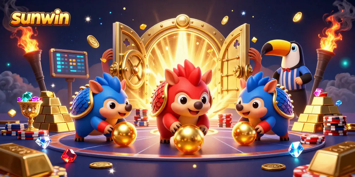 Experience thrilling bets at sunwin, where rival pangolins compete amid dazzling casino treasures.