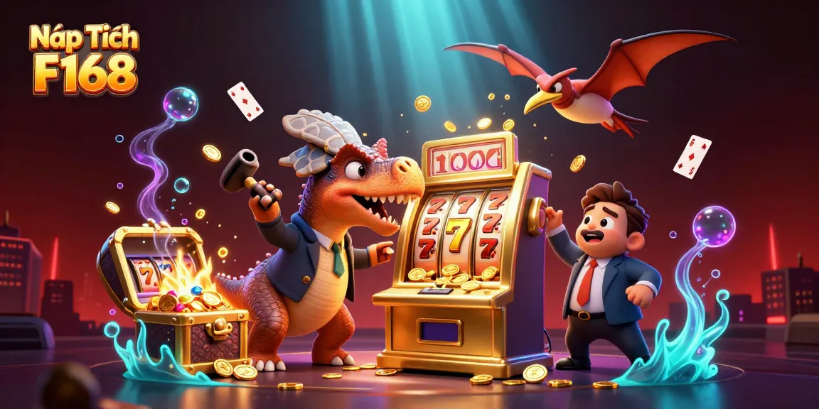 Nạp Tiền F168 — Join the thrilling jackpot action with a dinosaur themed casino scene.